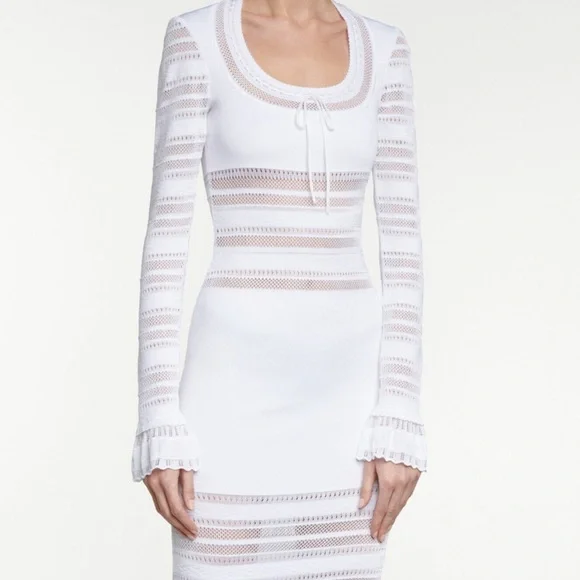 NWT Alaia White Jersey and Lace Paneled Maxi Dress FR38 - Picture 4 of 12